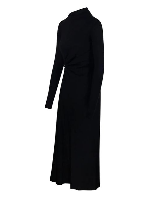 Sportmax asymmetric-neck gathered day dress - Black