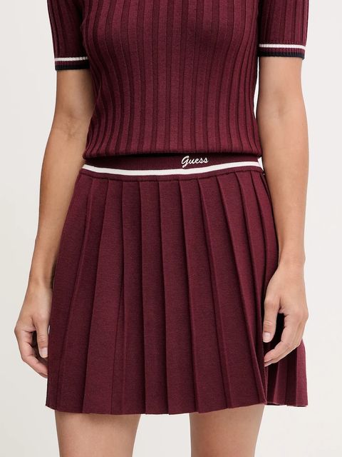 Guess spódnica z wełną SABINA kolor bordowy mini rozkloszowana V5BD02 Z1152 - zdjęcie produktu nr 1