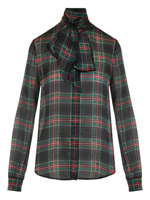Saint Laurent plaid bow-tie blouse - Black - zdjęcie produktu nr 1