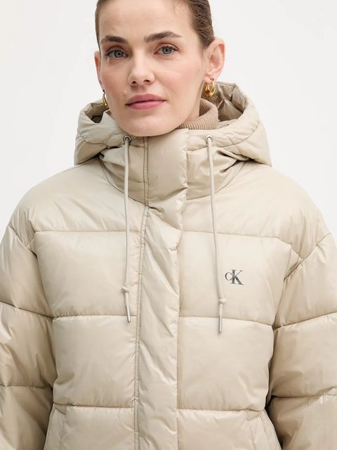 Calvin Klein Jeans kurtka kolor beżowy przejściowa LV047D505G