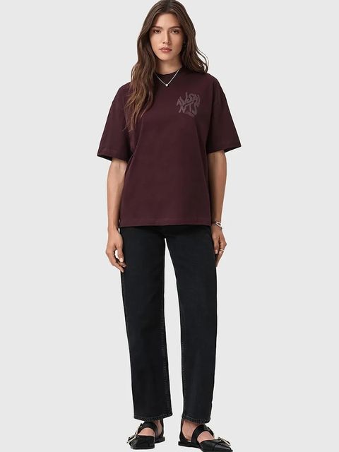 AllSaints t-shirt bawełniany damski kolor brązowy W181JD - zdjęcie produktu nr 2