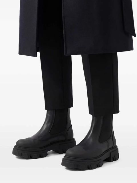 GANNI Cleated faux-leather chelsea boots - Black