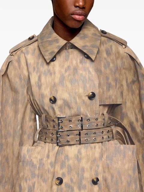 GANNI button belted double breasted coat - Neutrals