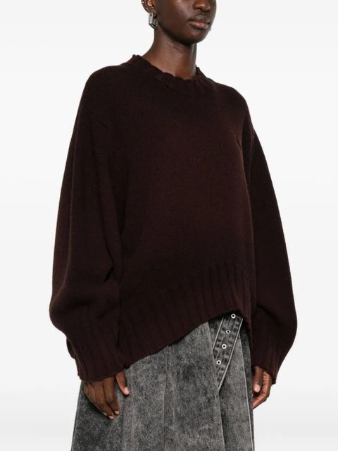 The Attico asymmetric ribbed-knit sweater - Brown