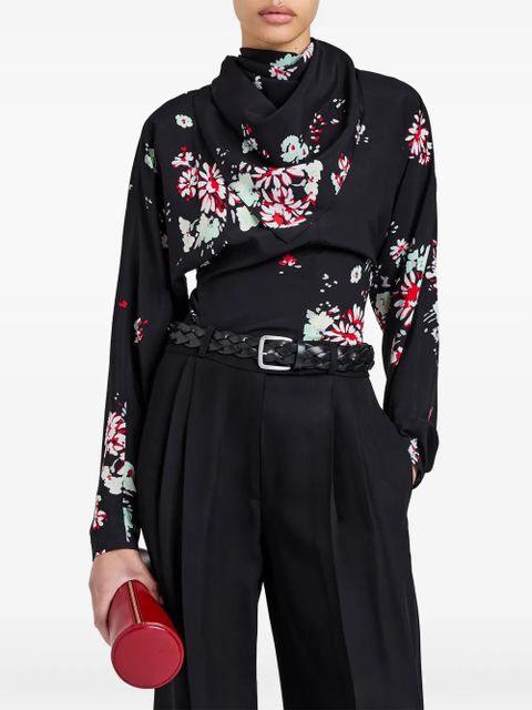 Proenza Schouler cowl-neck floral blouse - Black