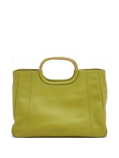 TWINSET metal-handle leather tote bag - Green - zdjęcie produktu nr 1