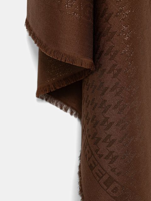 Karl Lagerfeld chusta z dodatkiem jedwabiu K/MONOGRAM damska kolor brązowy gładka B1W33026 - zdjęcie produktu nr 2