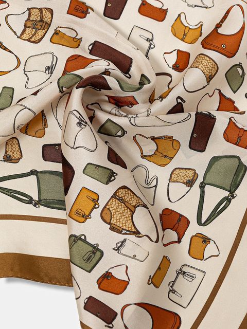 Coach apaszka jedwabna damska kolor beżowy wzorzysta 29CAT23 - zdjęcie produktu nr 2