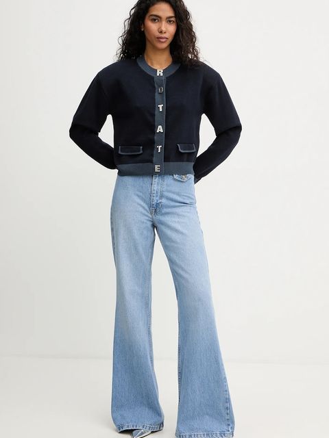 Rotate kardigan z domieszką kaszmiru damski kolor granatowy 1149032318 - zdjęcie produktu nr 2