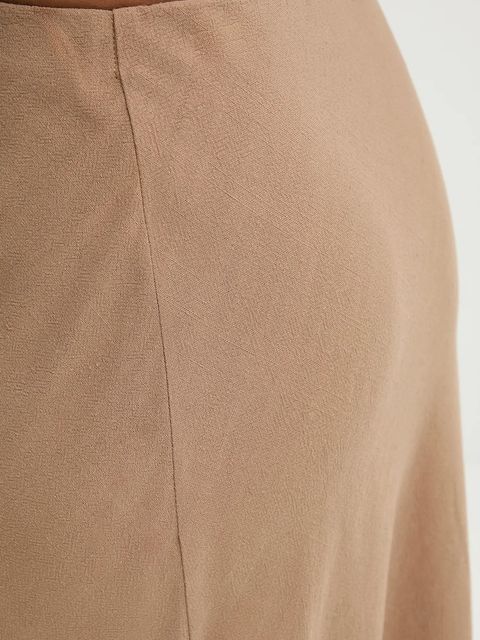 Answear.LAB spódnica z lnem kolor brązowy maxi prosta