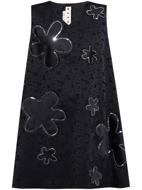 Marni floral-jacquard mini dress - Black - zdjęcie produktu nr 1