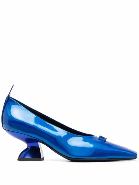 Ferragamo F heel leather pumps - Blue - zdjęcie produktu nr 1