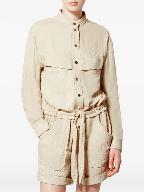 MARANT ÉTOILE Betyna buttoned belted playsuit - Neutrals