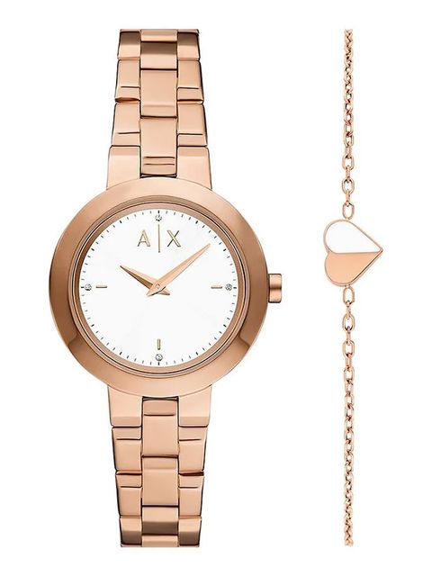 Armani Exchange zegarek i bransoletka damski kolor złoty AX7175SET - zdjęcie produktu nr 1