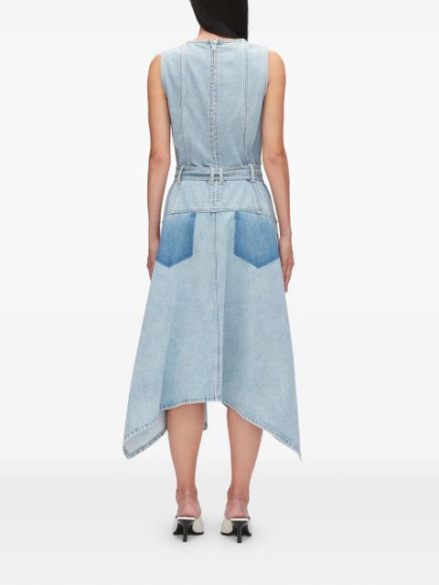 3.1 Phillip Lim patchwork belted cotton midi dress - Blue
