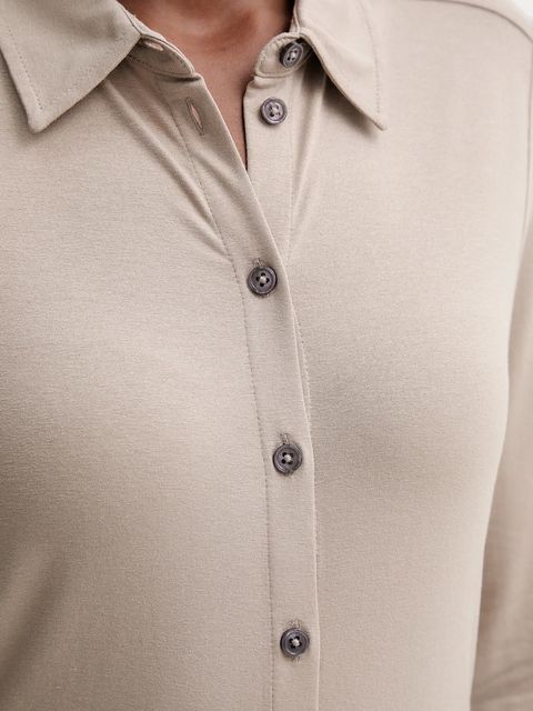 Marc O'Polo koszula damska kolor beżowy regular z kołnierzykiem klasycznym 511205252505