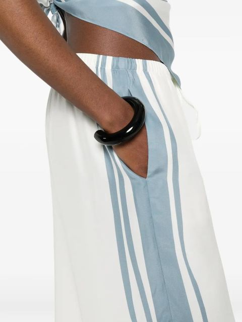 SIR. drawstring stripe trousers - White