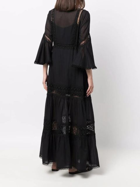 Charo Ruiz Ibiza floral-lace embroidered V-neck dress - Black