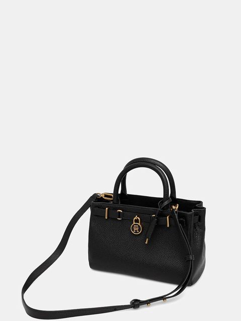 Tommy Hilfiger torebka skórzana kolor czarny AW0AW17926