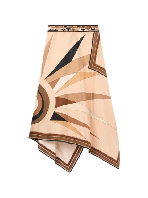 PUCCI Hawaii-print asymmetrical skirt - Neutrals