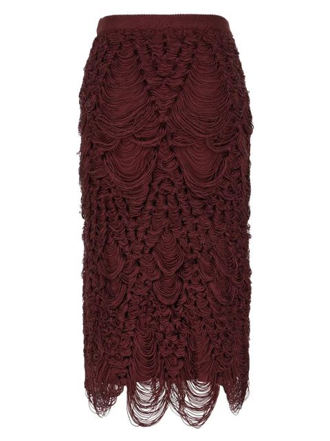 Ferragamo fringed midi skirt - Red