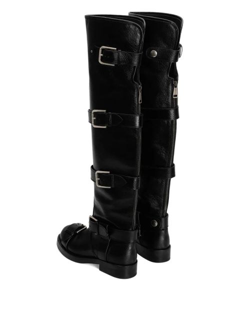 Dolce & Gabbana buckle-strap leather boots - Black