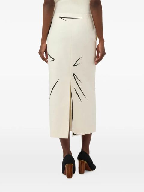 Moschino printed cotton midi skirt - White