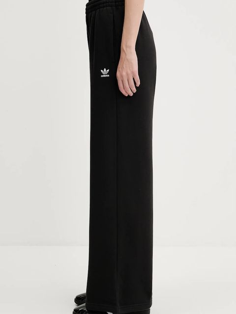 adidas Originals spodnie dresowe Essentials Wide Leg Fleece damskie kolor czarny gładkie JX5251