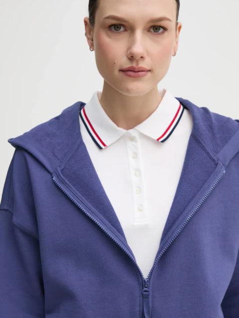United Colors of Benetton bluza bawełniana damska kolor fioletowy z kapturem gładka 3UNID500R