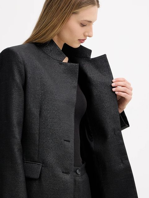 Pinko marynarka z dodatkiem wełny kolor czarny jednorzędowa gładka 106098 A305