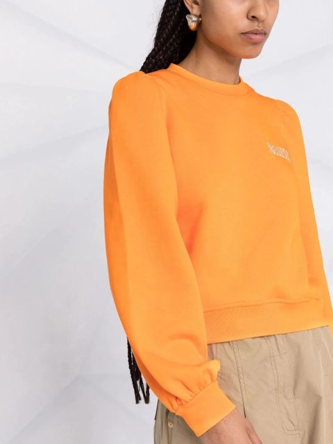 GANNI puff-shoulder sweatshirt - Orange