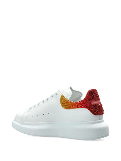 Alexander McQueen Oversized crystal-embellished leather sneakers - White
