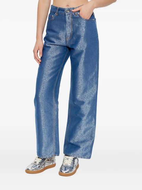 GANNI metallic-effect jeans - Blue