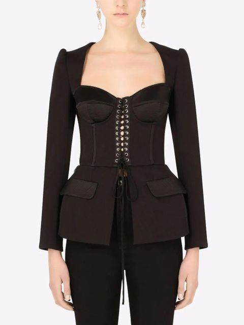 Dolce & Gabbana lace-up satin corset top - Black