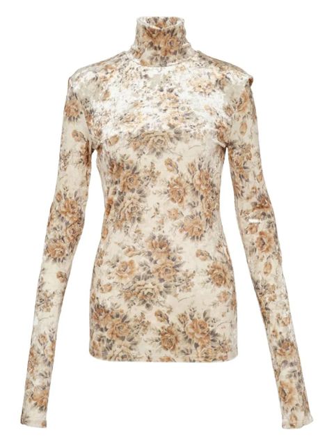 GANNI printed turtleneck top - Neutrals - zdjęcie produktu nr 1