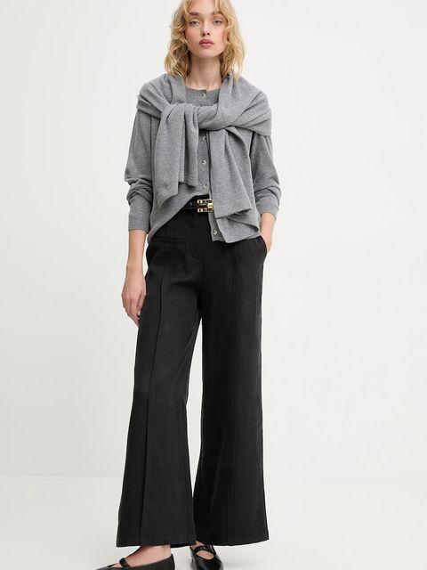 Answear.LAB kardigan z wełny merino z szalem damski kolor szary lekki