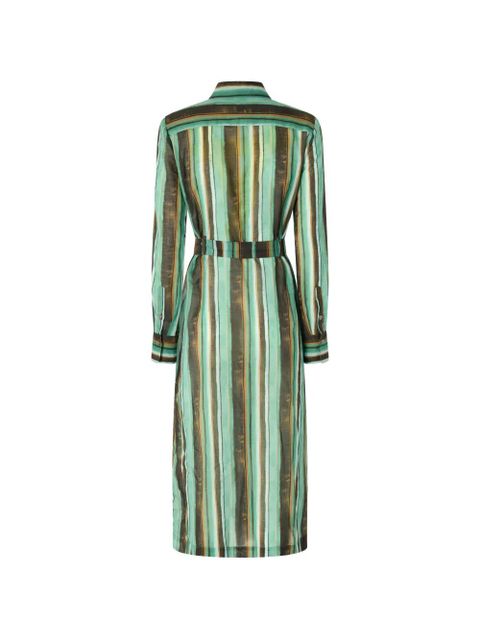PINKO striped belted shirt midi dress - Green - zdjęcie produktu nr 2