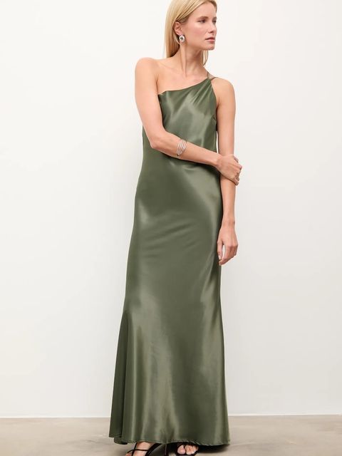 Answear.LAB sukienka kolor zielony maxi rozkloszowana