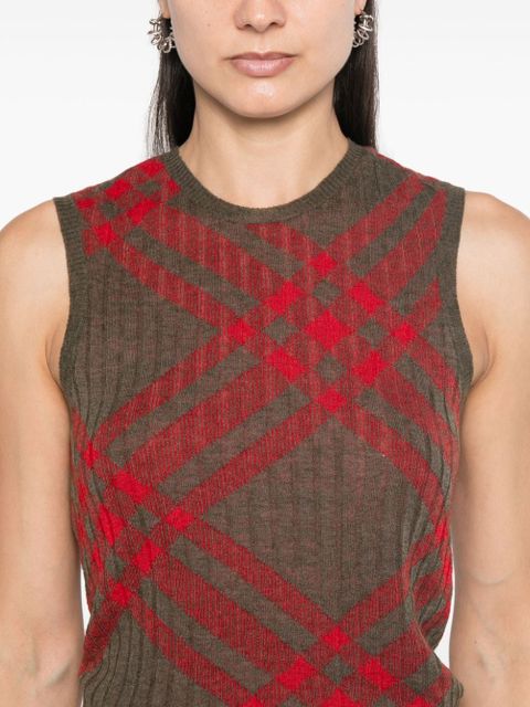 Burberry Check Wool Blend Tank Top - Brown