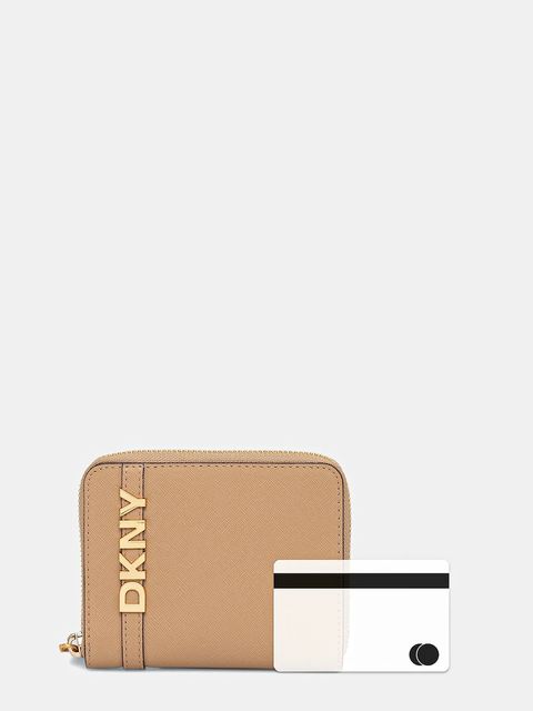 Dkny portfel skórzany damski kolor beżowy R521KM25