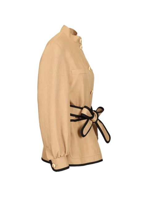 Valentino Garavani belted embroidered jacket - Neutrals