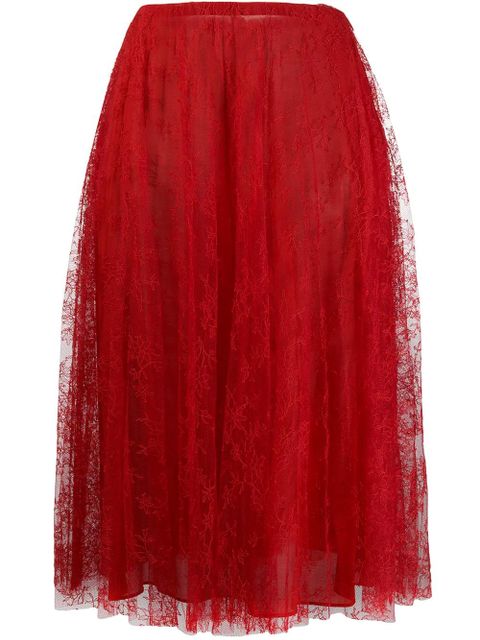 Valentino Garavani pleated chantilly lace skirt - Red - zdjęcie produktu nr 1
