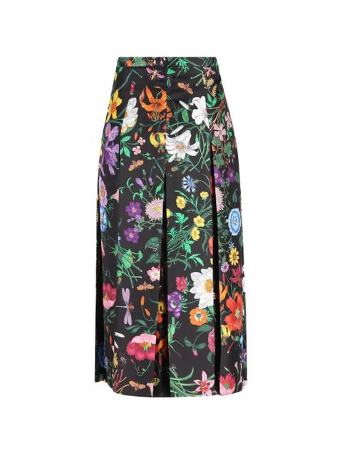 Gucci printed silk twill pleated midi skirt - Black - zdjęcie produktu nr 2
