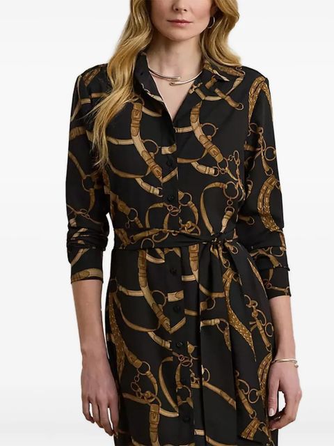Lauren Ralph Lauren belting-print crepe shirt midi dress - Black - zdjęcie produktu nr 2