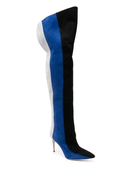 Manolo Blahnik Chicuyuhi 85mm suede thigh-high boots - Blue - zdjęcie produktu nr 2