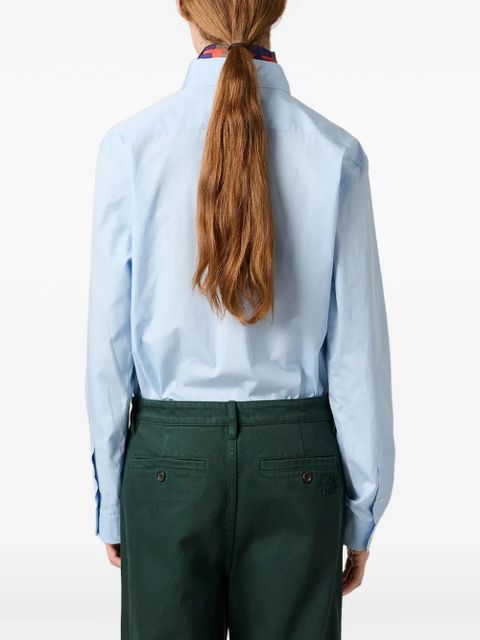 Miu Miu button-down embroidered poplin shirt - Blue