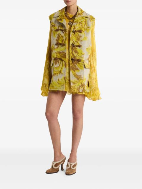 ETRO floral-jacquard toggle waistcoat - Yellow