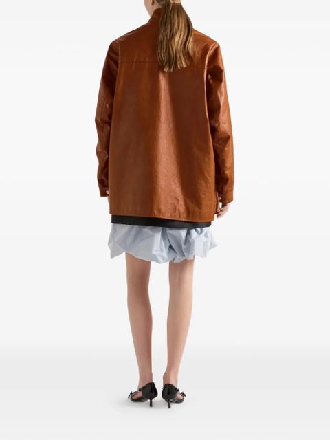 Prada antiqued leather caban jacket - Brown