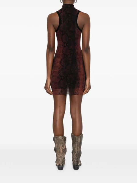 Jean Paul Gaultier snakeskin high-neck mini dress - Brown
