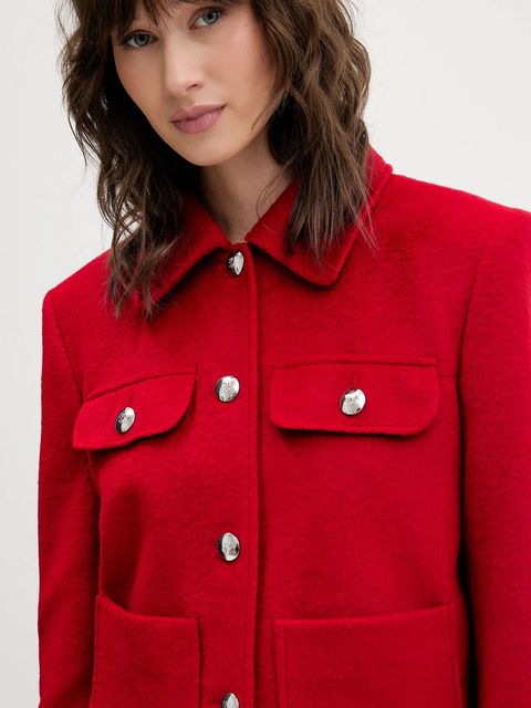 HUGO marynarka z domieszką wełny kolor czerwony jednorzędowa gładka 50547602